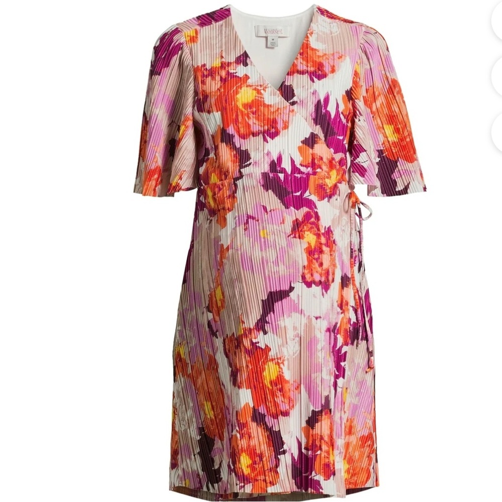 Destination Maternity Women's Wrap Dress with Flutter Sleeves - Picture 4 of 6